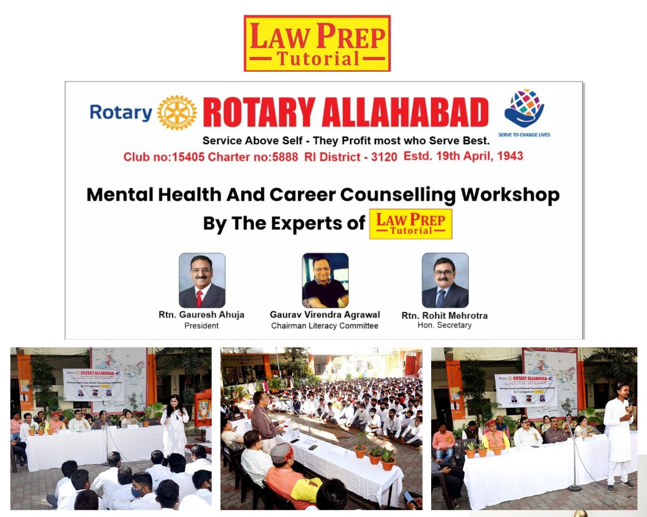 "Rotary & Law Prep Tutorial Organised Unique Career Guidance & Mental Health Workshop"
