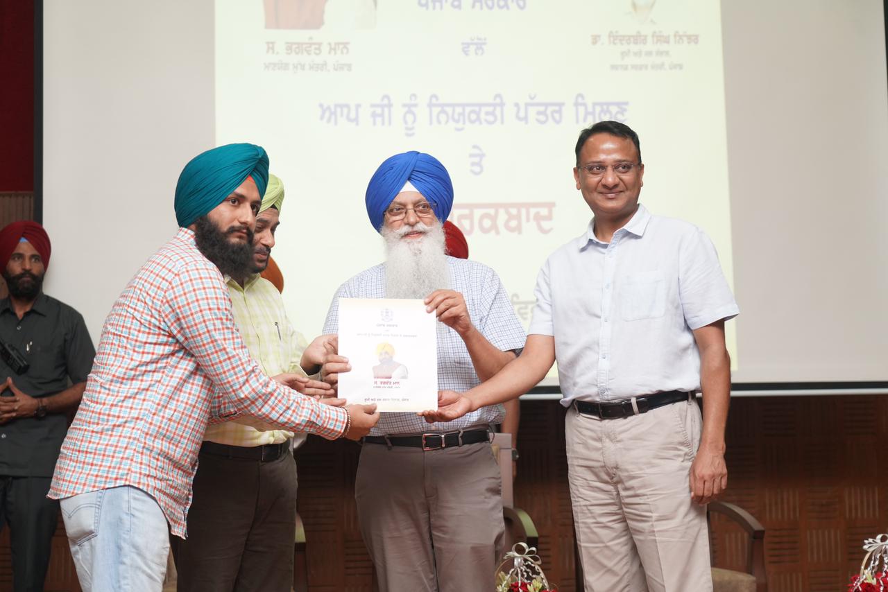 DR. INDERBIR SINGH NIJJER HANDS OVER APPOINTMENT LETTERS TO 61 JUNIOR DRAFTSMAN