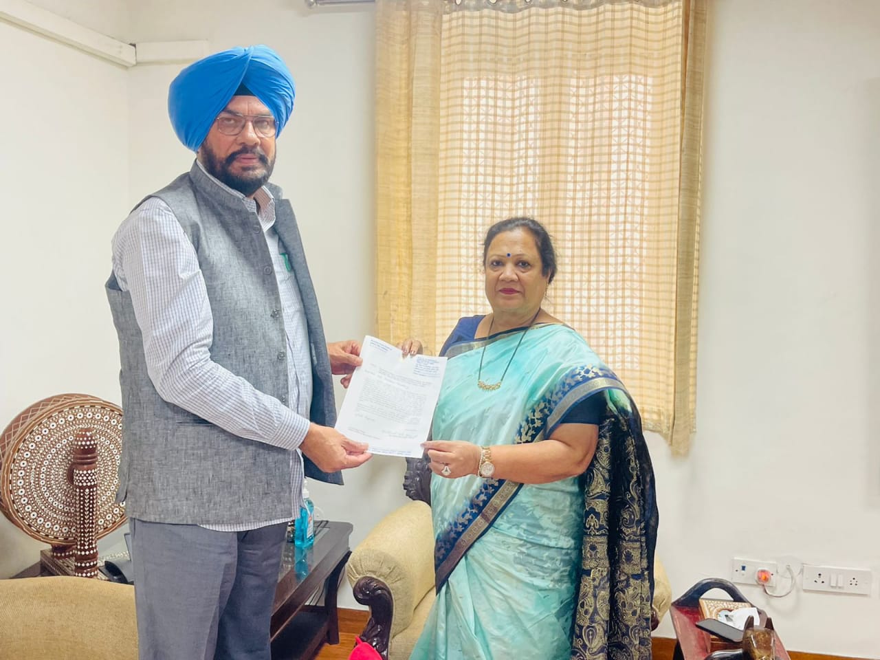 Rural Development Minister Dhaliwal calls on Union Minister Darshana Vikram Jardosh