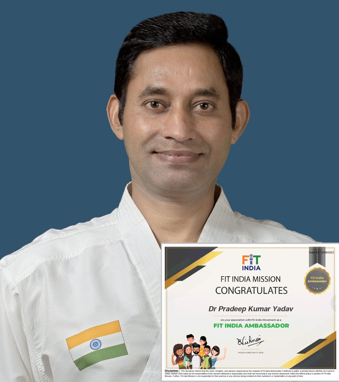 Karate Coach Dr. Pradeep Kumar Yadav appointed as Fit India Campaign's Youngest Brand Ambassador.