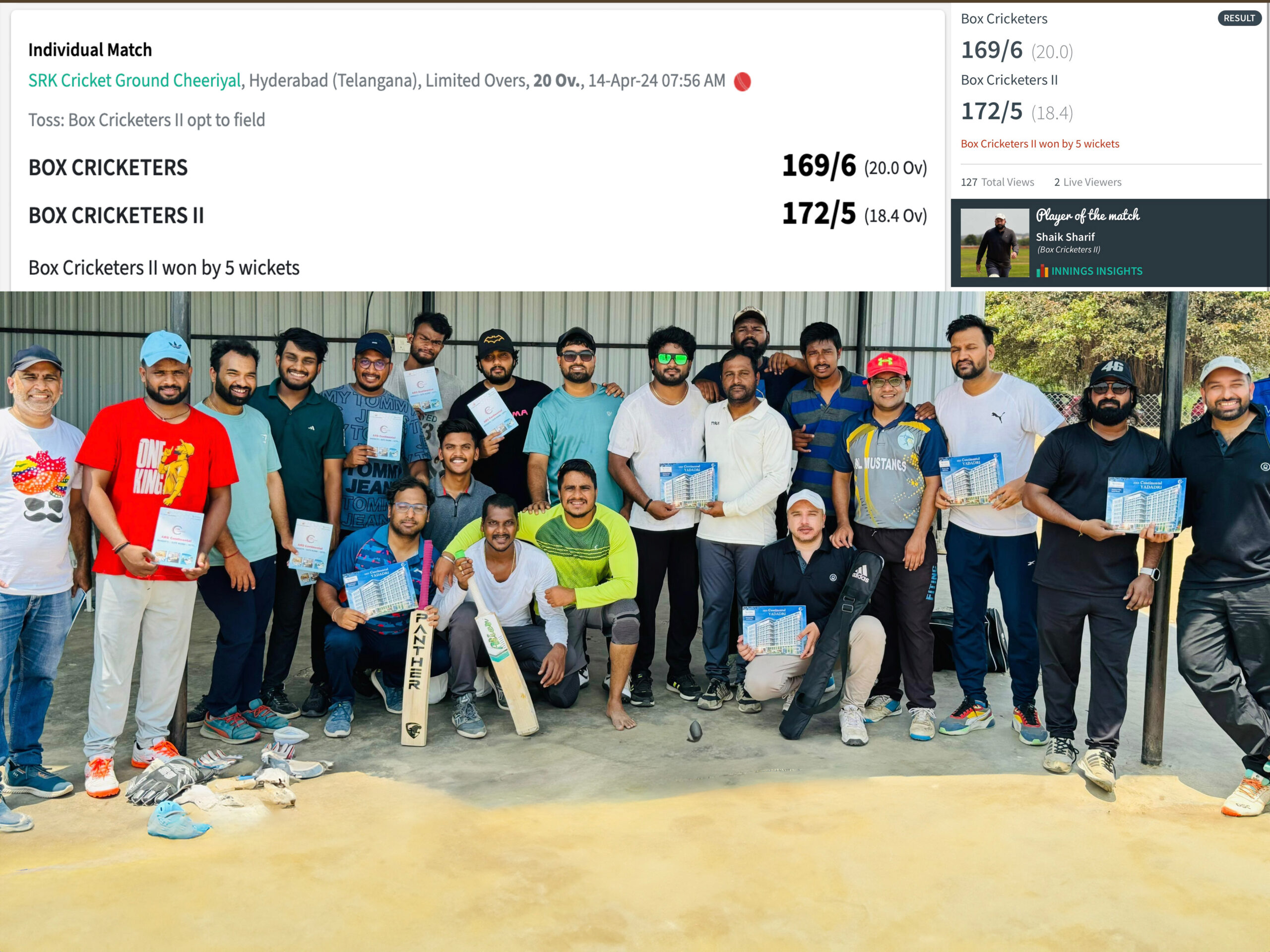 Thrilling Cricket Match Among Friends: Box Cricketers vs. Box Cricketers II at SRK Keesara