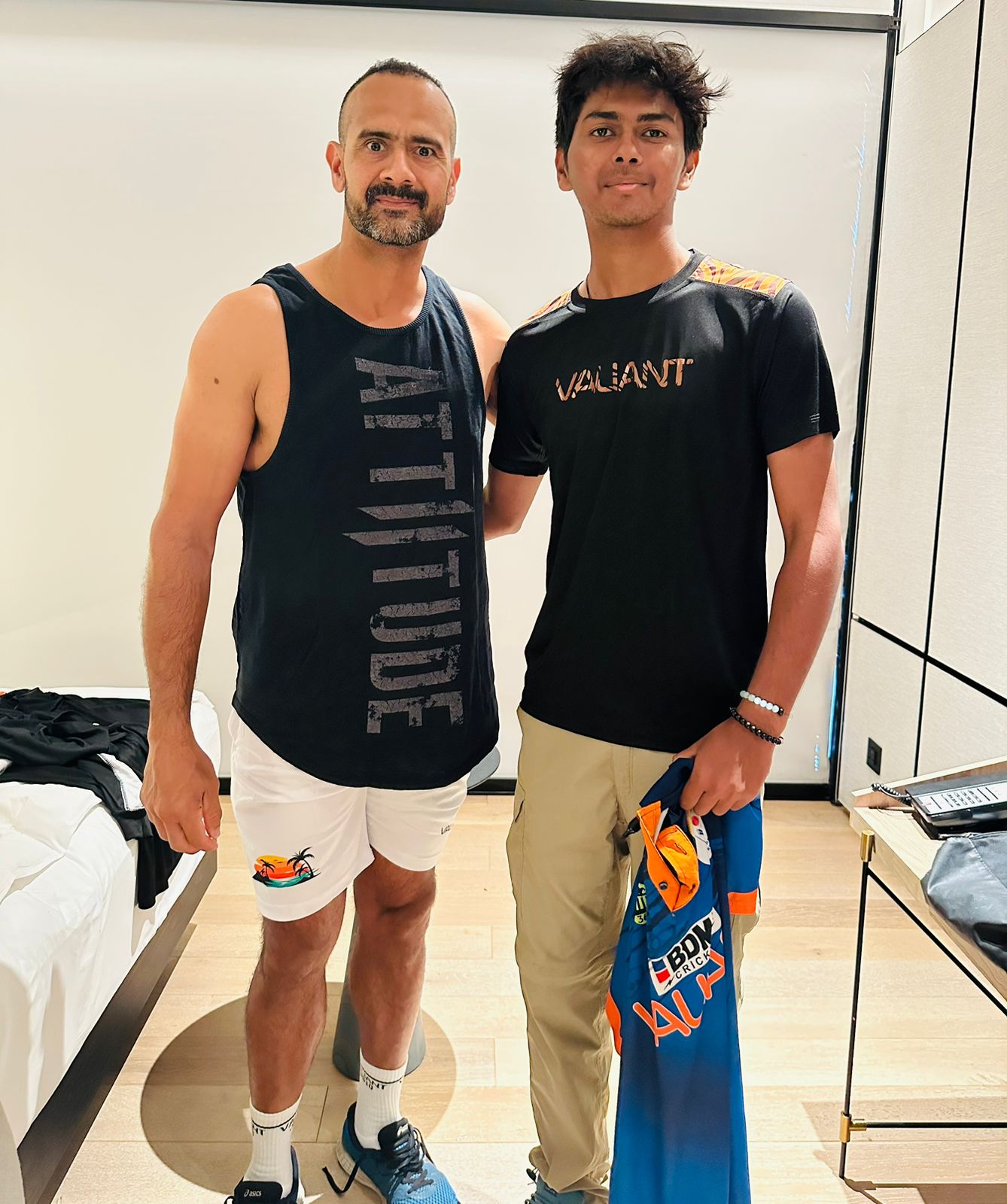 Valiant Cricket Team cricketer Aashish Patil seen with the England Cricketer Owais Shah