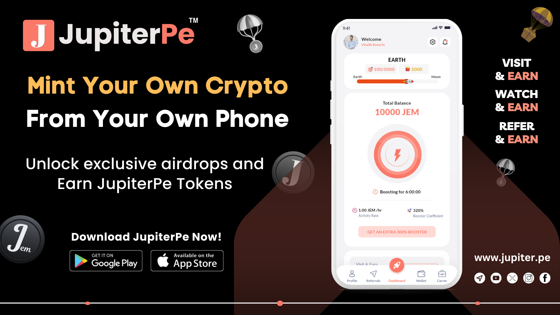 Unlock Exclusive Airdrops and Earn JupiterPe Token