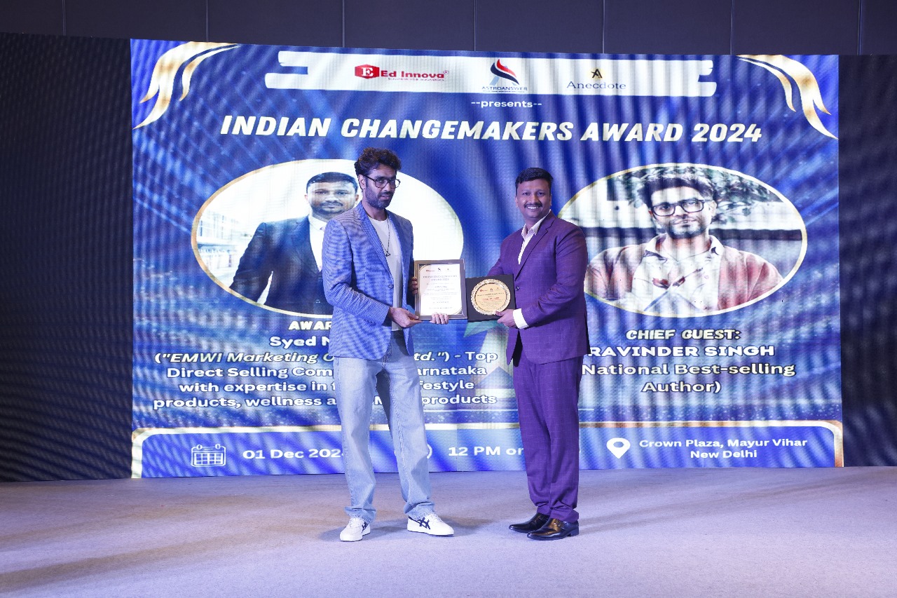 Syed Mujeeb, Founder & Director of EMWI Marketing OPC Pvt. Ltd., Honored with Indian Changemakers Award 2024