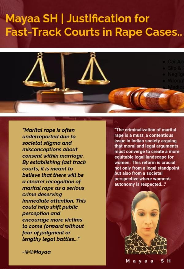Mayaa SH | Justification for Fast-Track Courts in Rape Cases..