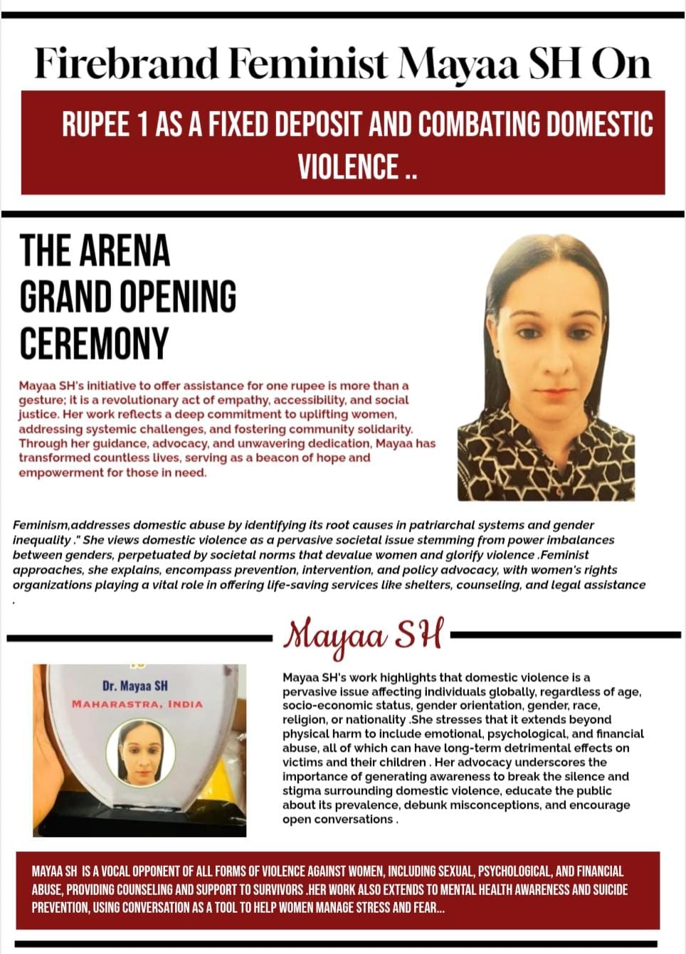 Firebrand Feminist Mayaa SH On Rupee 1 as a Fixed Deposit and Combating Domestic Violence