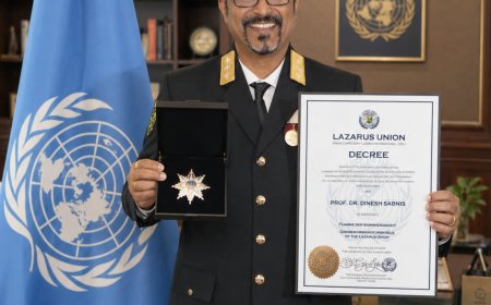 Dr. Dinesh Sabnis Honoured with Lazarus Union’s Esteemed “Flame of Mercy – Grand Commander Cross” for Advancing International Youth and Cultural Relations‎