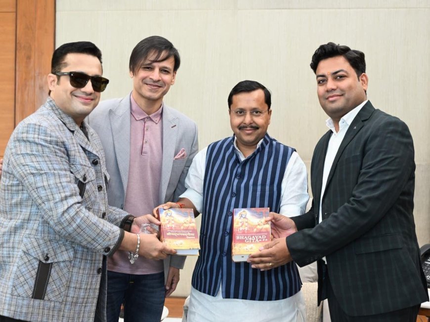 Dr Vivek Bindra, Vivek Oberoi and Dr Arvind Dwivedi Meet BJP President Nitin Nabin; Discussions Held on Recognising Shrimad Bhagwat Geeta as India’s National Book