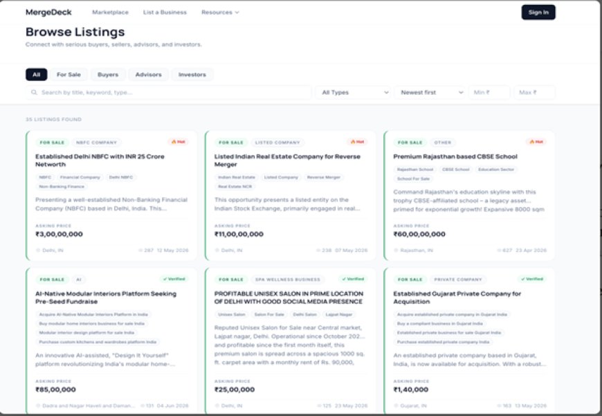 MergeDeck- An Indian Marketplace Where Business Deals Actually Get Done