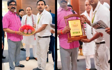 The Tree Man Ravi Kumar Nishad Presents World-Famous Miyazaki Mango to CM Hemant Soren, Receives Appreciation for Agricultural and Environmental Initiatives 