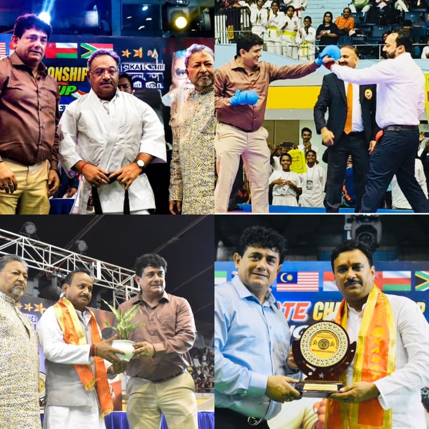 BJP Bengal Chief Samik Bhattacharya Conferred Honorary Black Belt by Hanshi Premjit Sen and Tournament Chairman Mr. Umashankar Ghosh Dastidar
