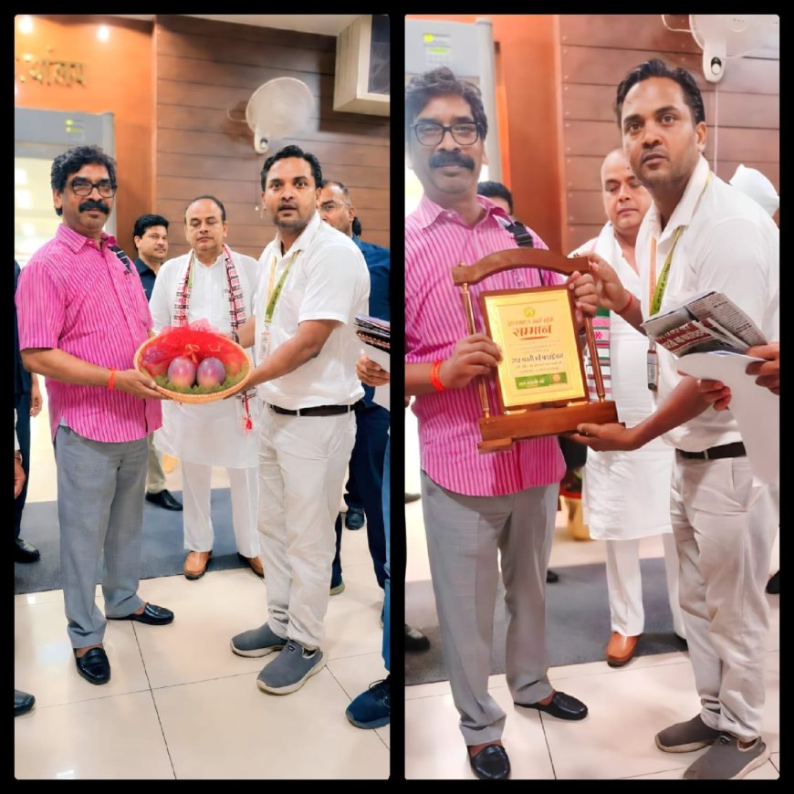 The Tree Man Ravi Kumar Nishad Presents World-Famous Miyazaki Mango to CM Hemant Soren, Receives Appreciation for Agricultural and Environmental Initiatives 