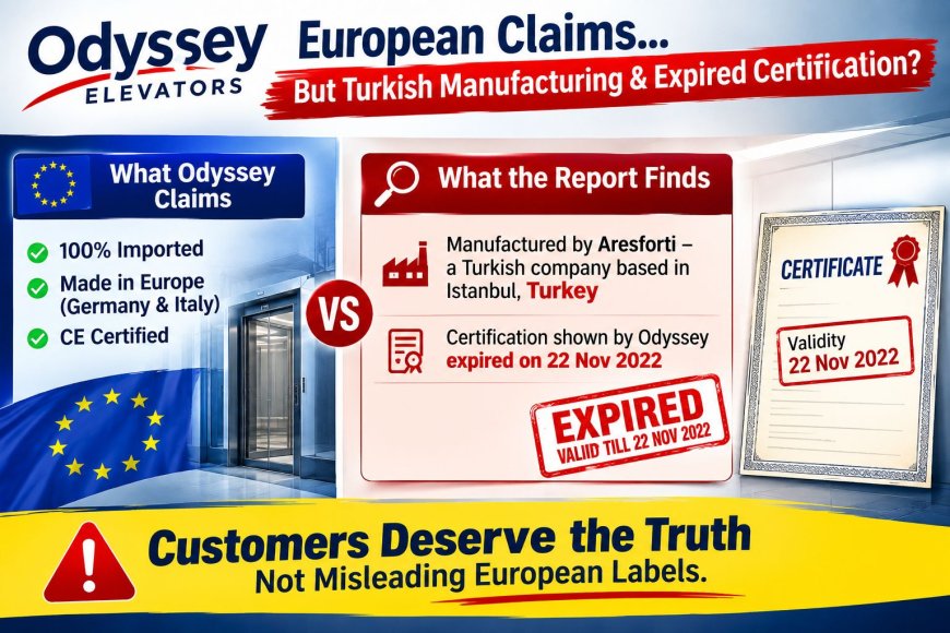 Odyssey Elevators Under Scrutiny: Turkish-Made Lifts Marketed With “European” Claims and Expired Certification Credentials