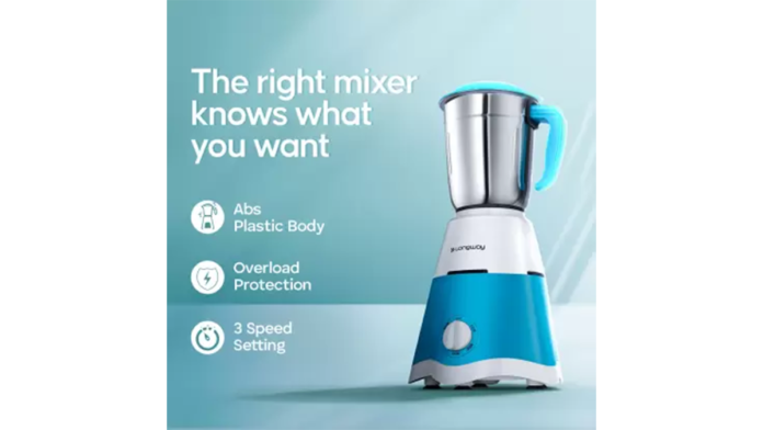 Bajaj GX 1 Mixer Grinder 500 W, 3 Jar (Blue), Mixer Grinders, Food  Preparation
